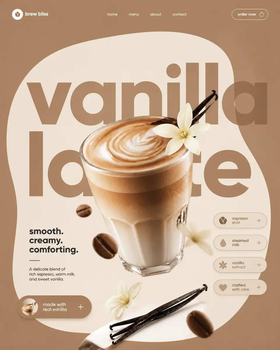 Brew Bliss vanilla latte web design