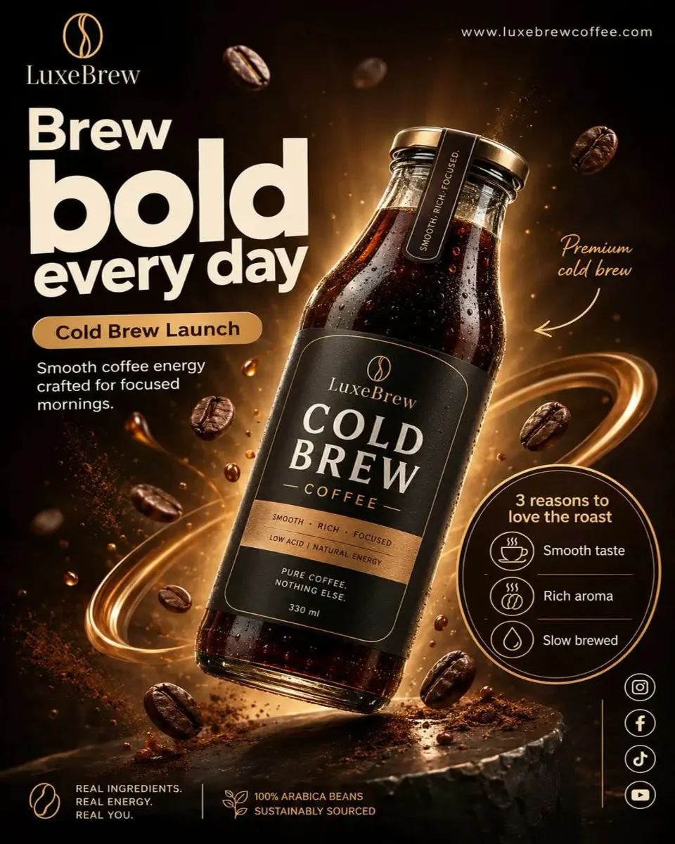 LuxeBrew cold brew coffee poster design